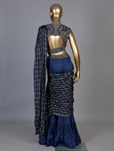 Blue geometric indowestern sharara suit