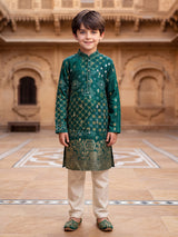 Mehendi green bandhani boys kurta suit