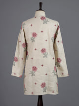 Cream cotton linen mens kurta
