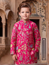 Magenta botanical boys kurta suit