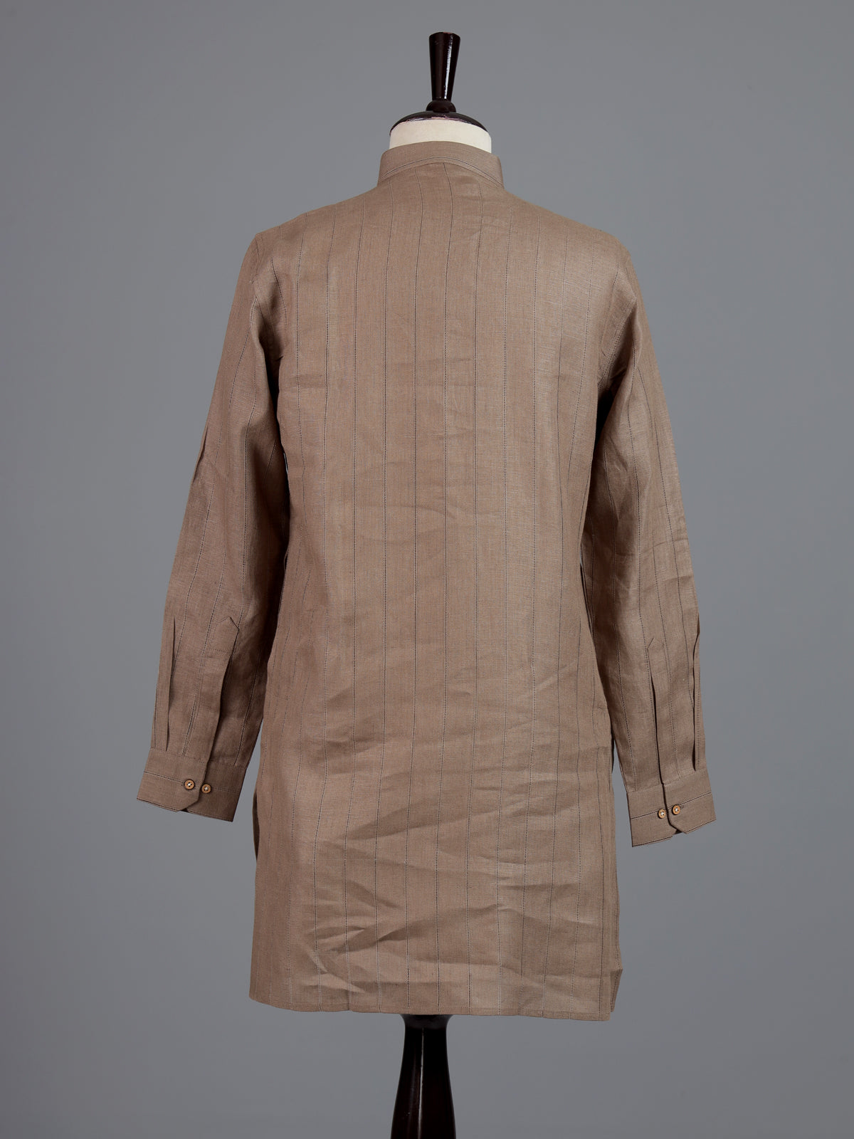 Beige cotton linen mens kurta