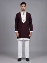 Dark brown polyester viscose mens kurta pajama