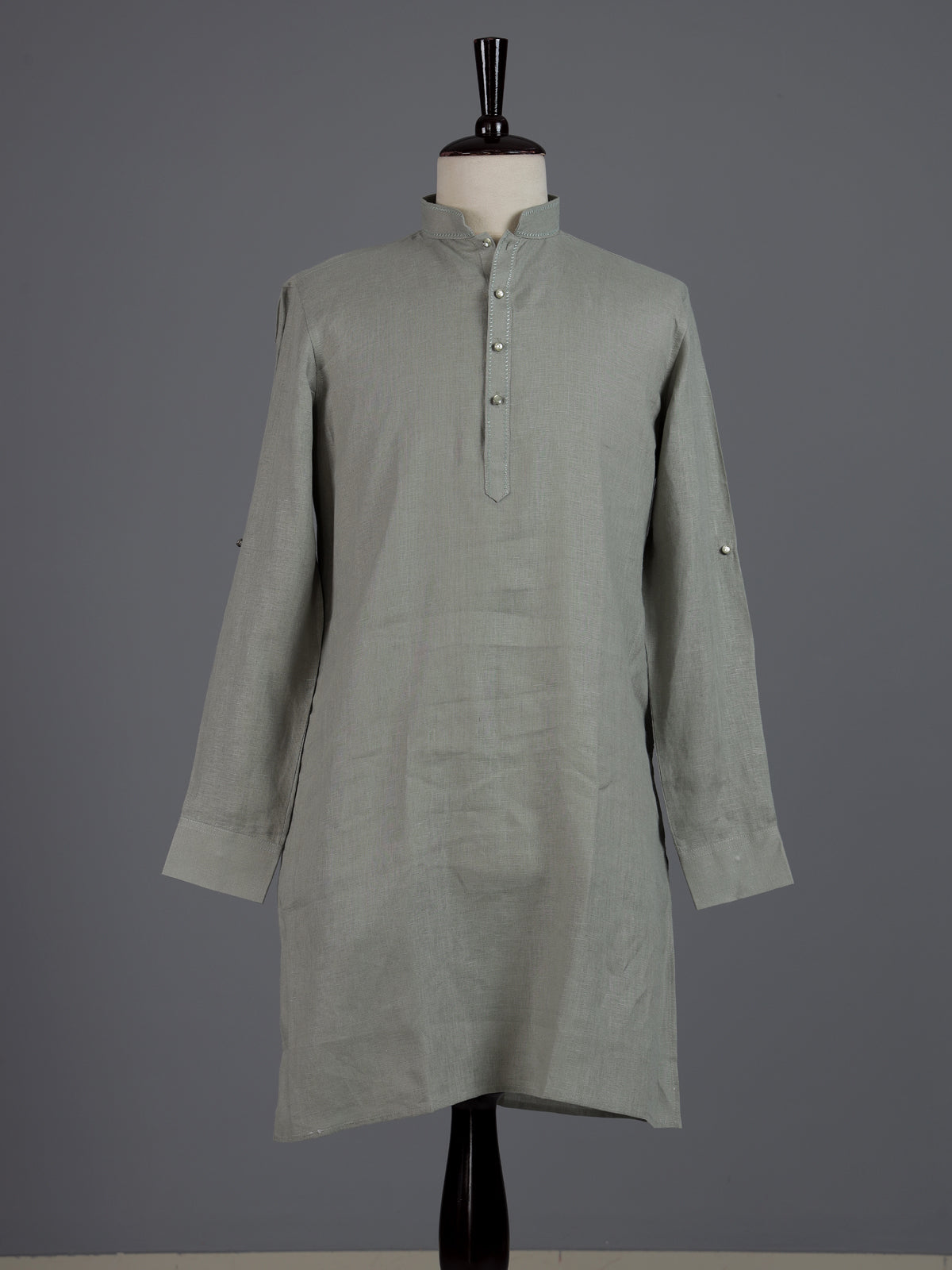 Grey cotton linen mens kurta pajama