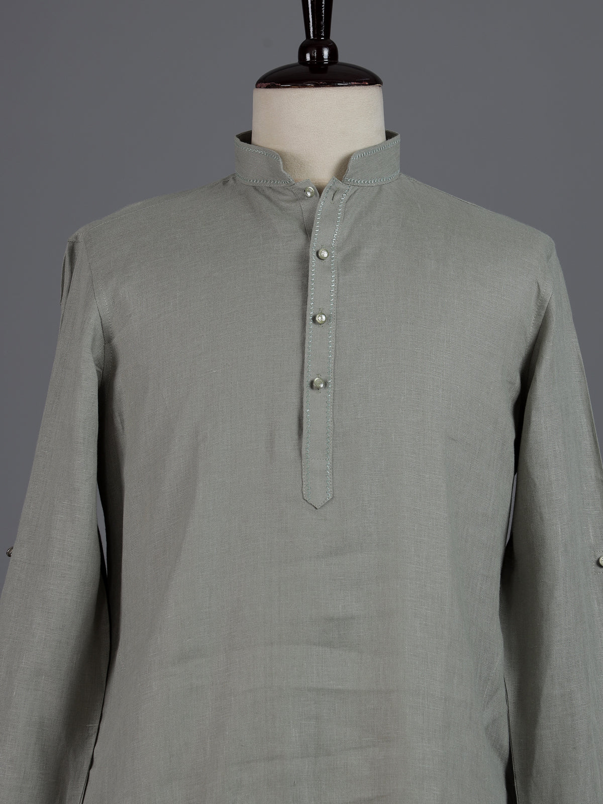 Grey cotton linen mens kurta pajama
