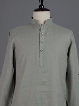 Grey cotton linen mens kurta pajama