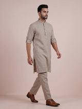 Light peach cotton linen mens kurta pajama