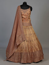 Rust orange zardosi embellished women’s shimmer silk lehenga choli