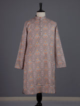 Beige cotton silk Bandhej printed mens kurta pajama