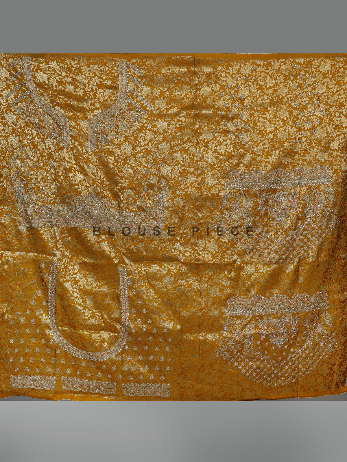 Mustard yellow cutdana zari embellished women’s raw silk lehenga choli