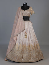 Peach crush silk graceful embellished lehenga choli for women