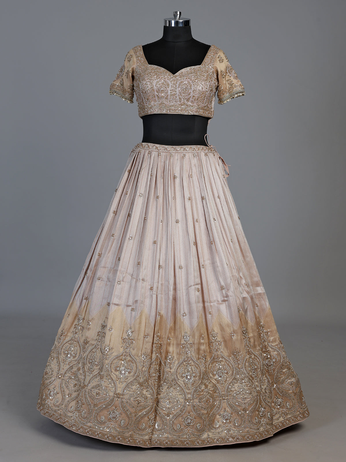 Peach crush silk graceful embellished lehenga choli for women