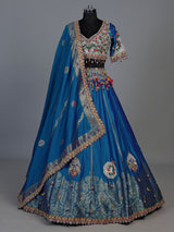 Rama blue silk dupion heritage lehenga choli for women
