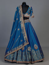 Rama blue silk dupion heritage lehenga choli for women