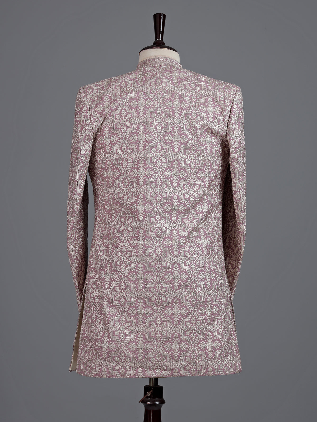 Beige pink georgette silk indowestern set for men