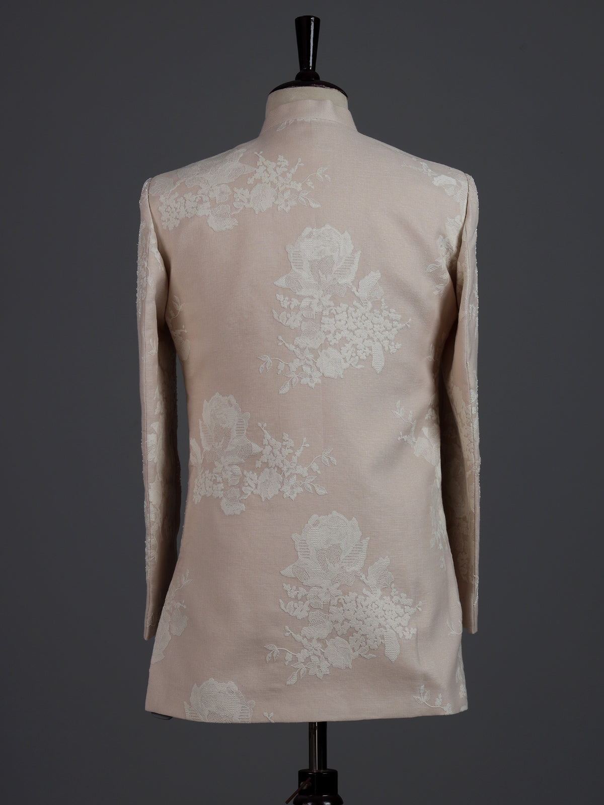Light pink linen indowestern set for men with jacket