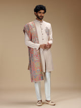 Refined peach mens indo western with dupatta