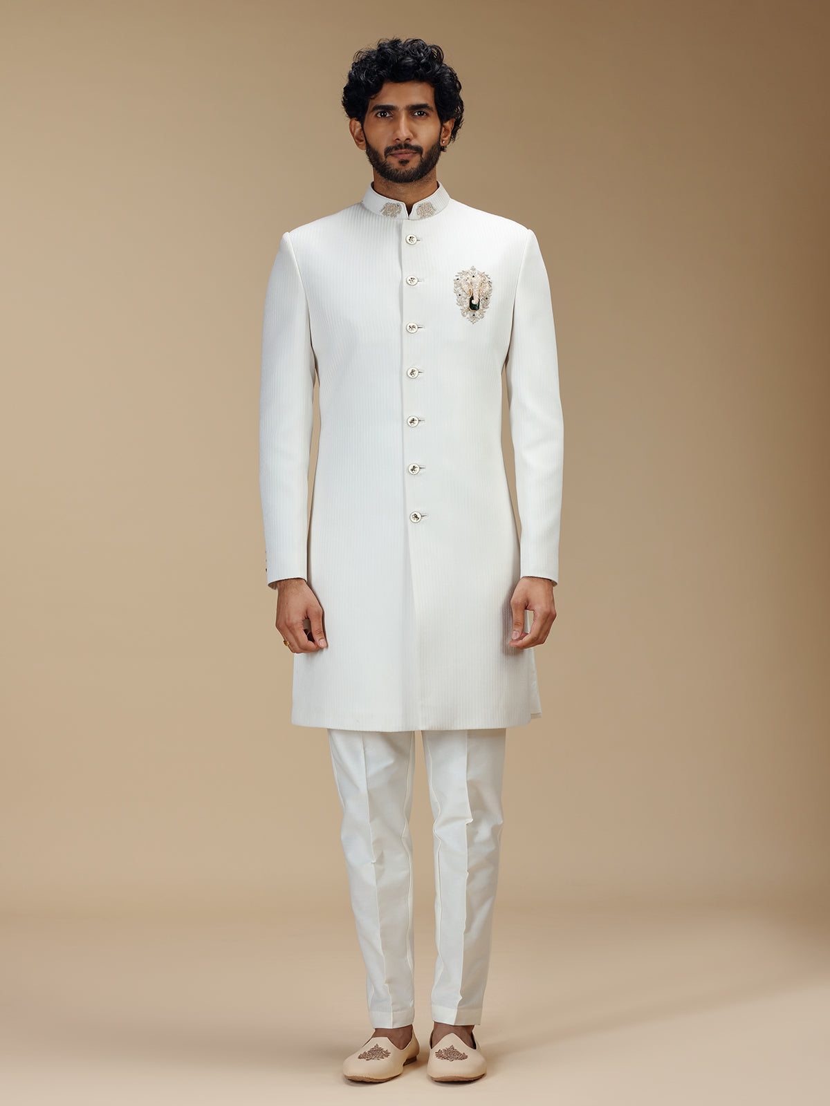 Regal off white mens indo western suit