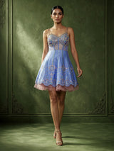 Ice blue raw silk designer salwar suit for receptions