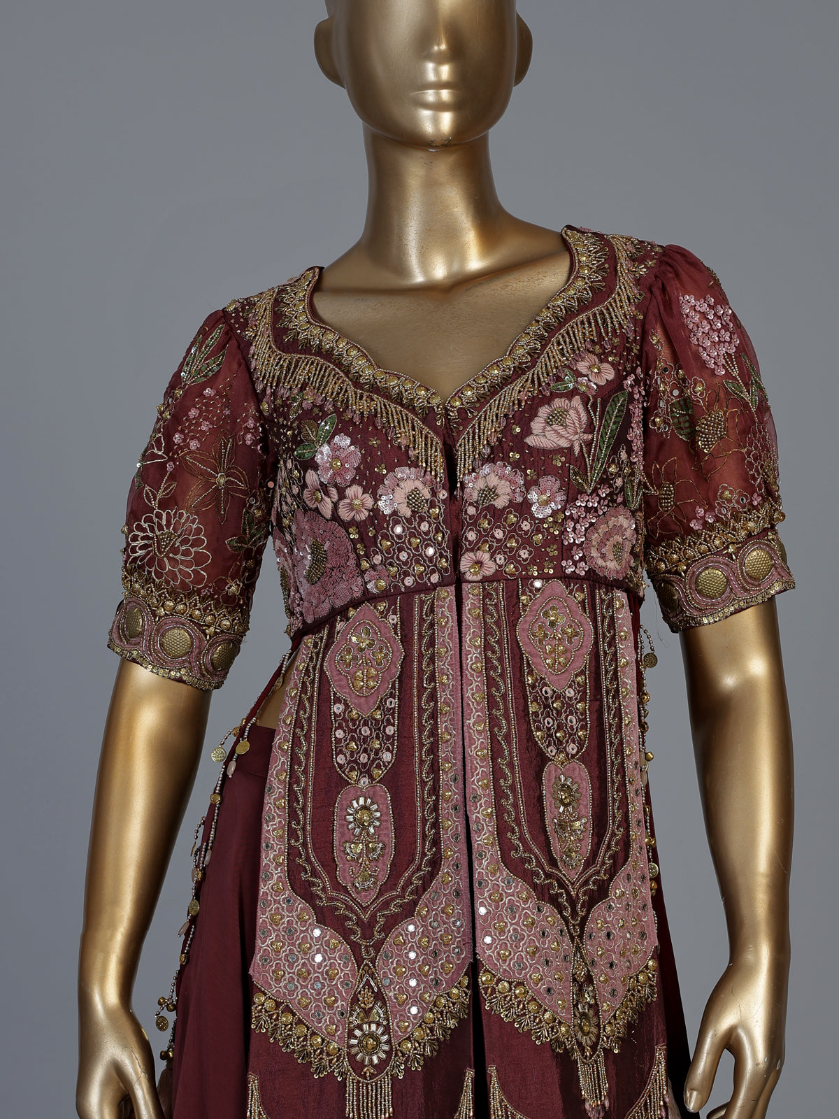 Maroon silk designer palazzo suit with dupatta for weddings