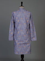 Lilac purple georgette silk mens kurta pajama with chikankari work