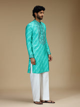 Blue leheriya printed silk blend kurta pajama