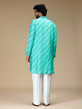 Blue leheriya printed silk blend kurta pajama