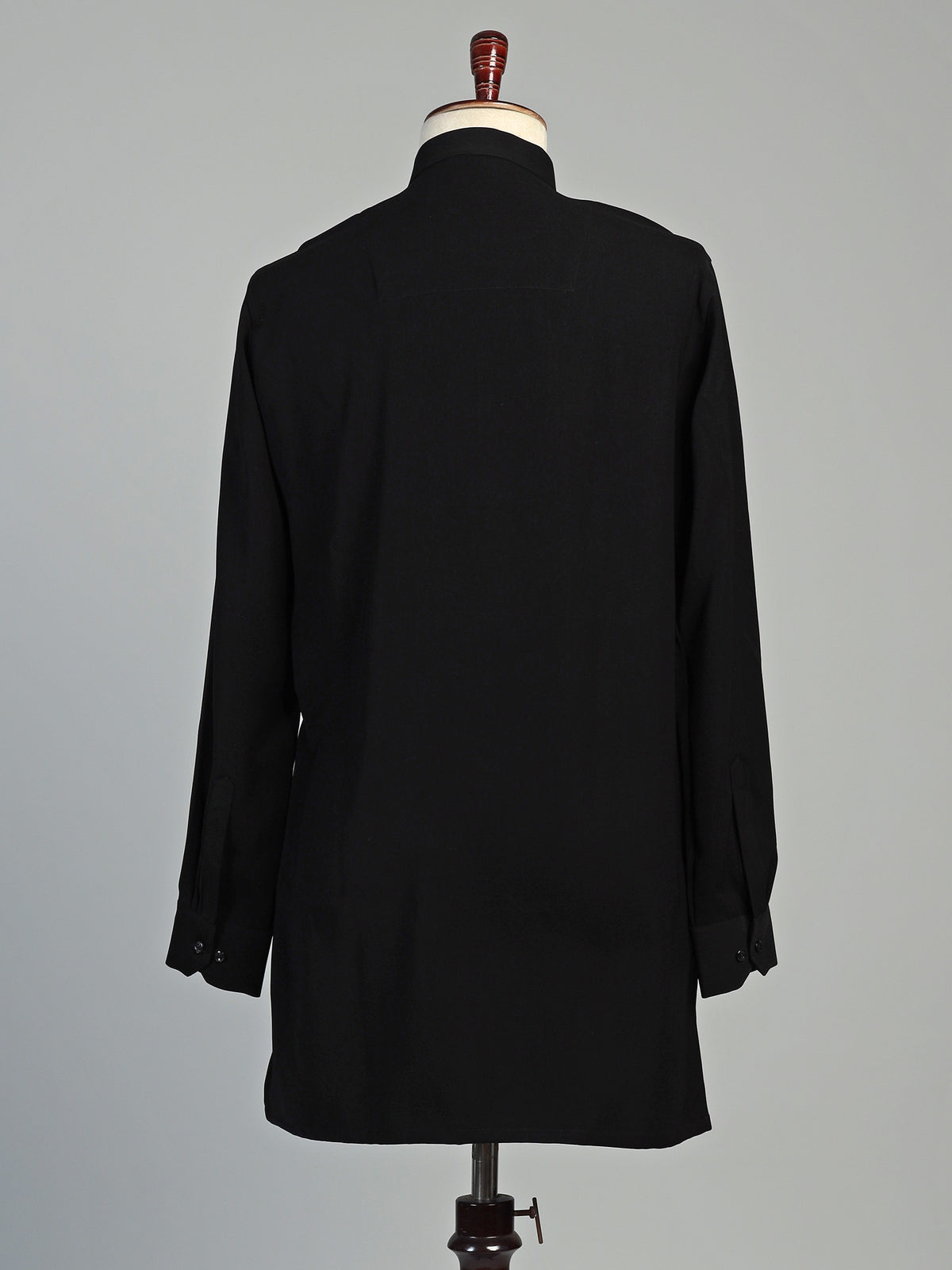 Jet black cotton short kurta with avian motif embroidery