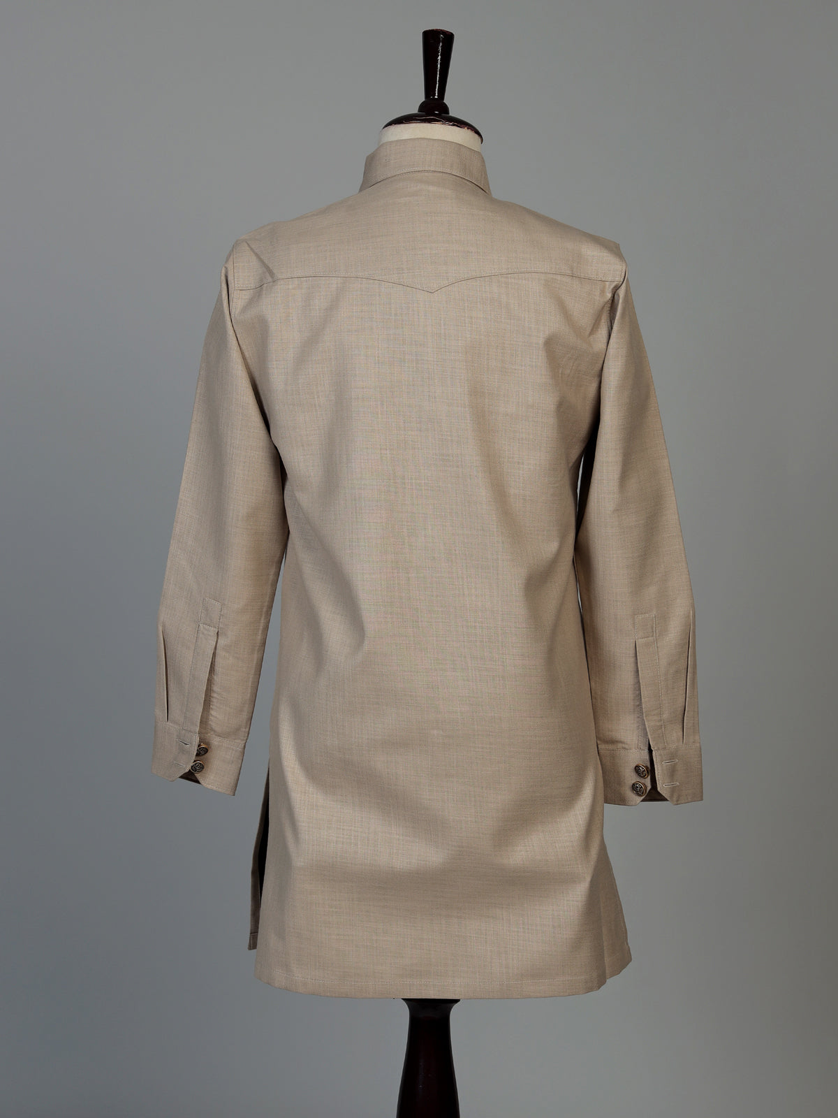 Light beige cotton linen men pathani suit