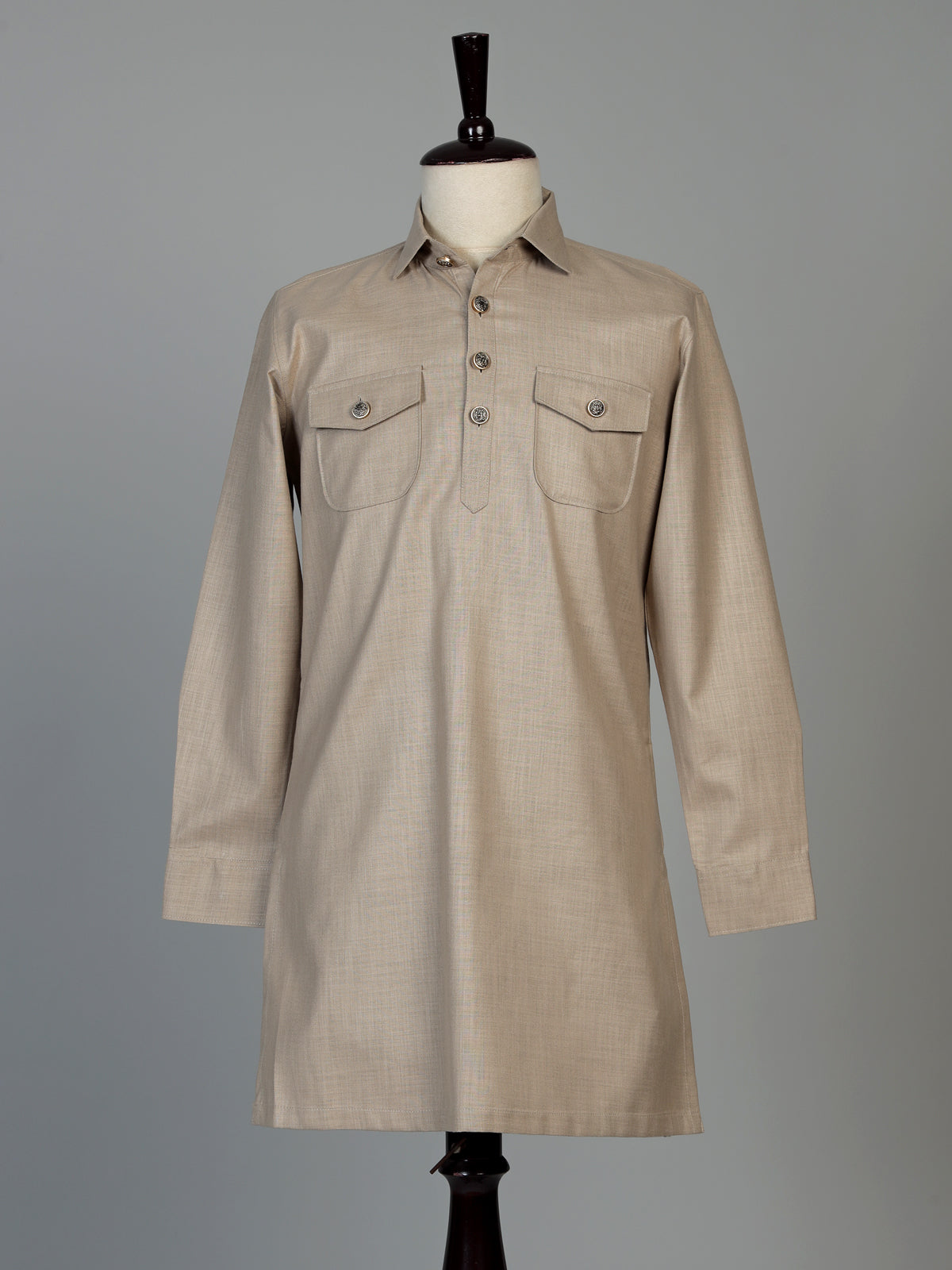 Light beige cotton linen men pathani suit