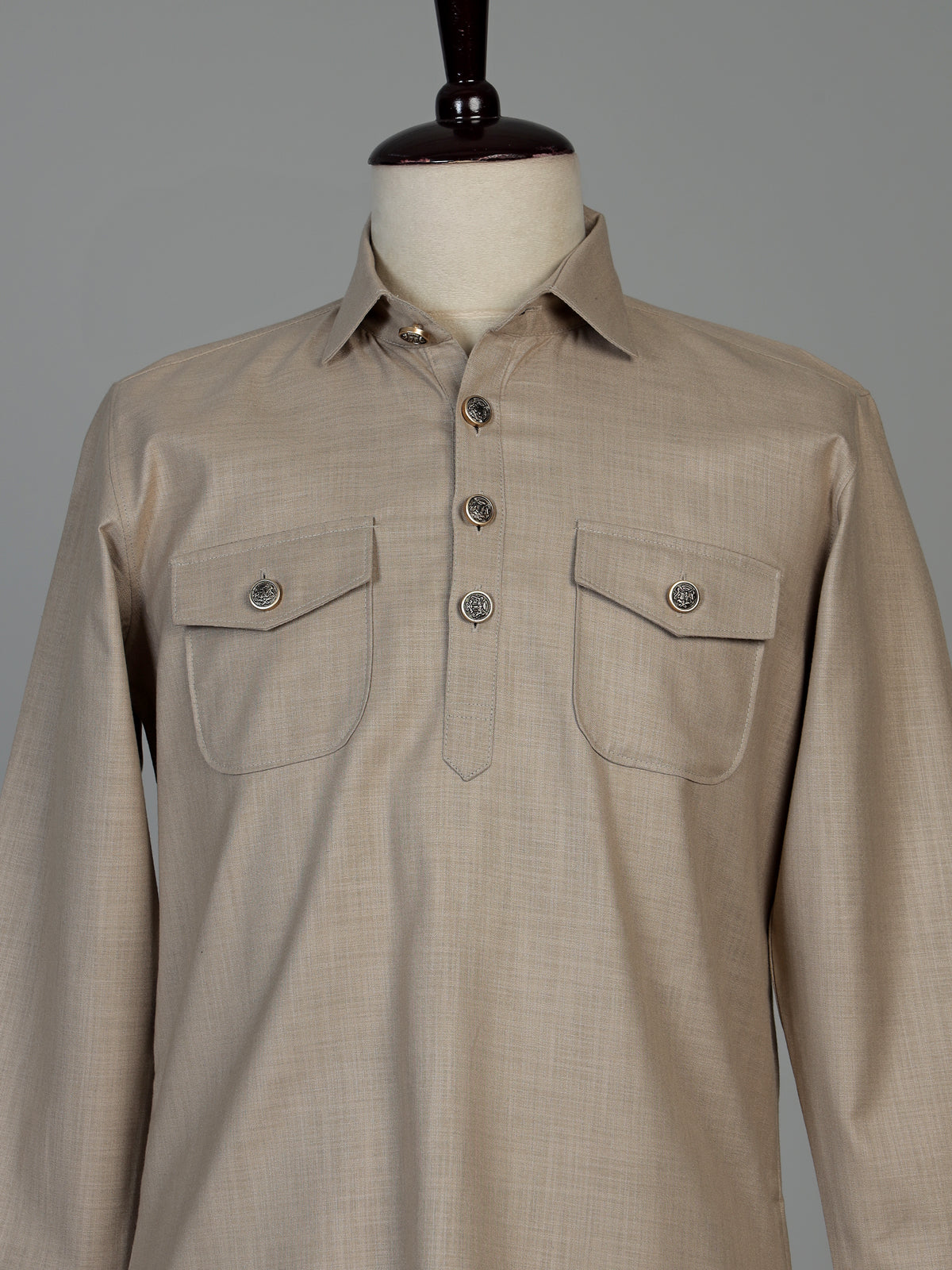Light beige cotton linen men pathani suit