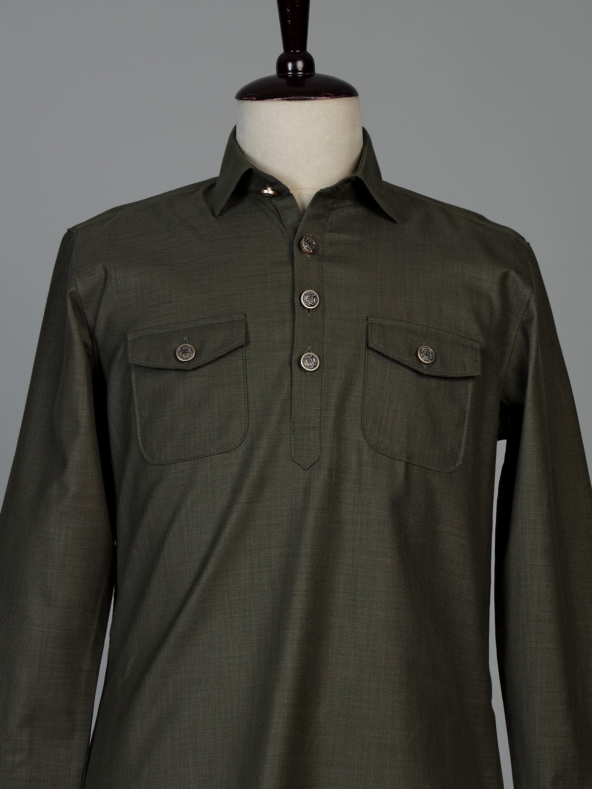 Mehendi green cotton linen men pathani suit