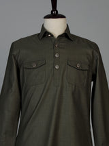 Mehendi green cotton linen men pathani suit