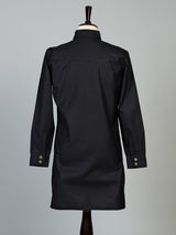Classic black cotton linen men pathani suit