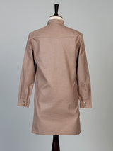 Dark beige cotton linen men pathani suit