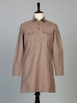 Dark beige cotton linen men pathani suit