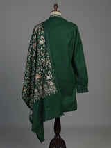 Dark green cotton kurta suit for men with mirror accents
