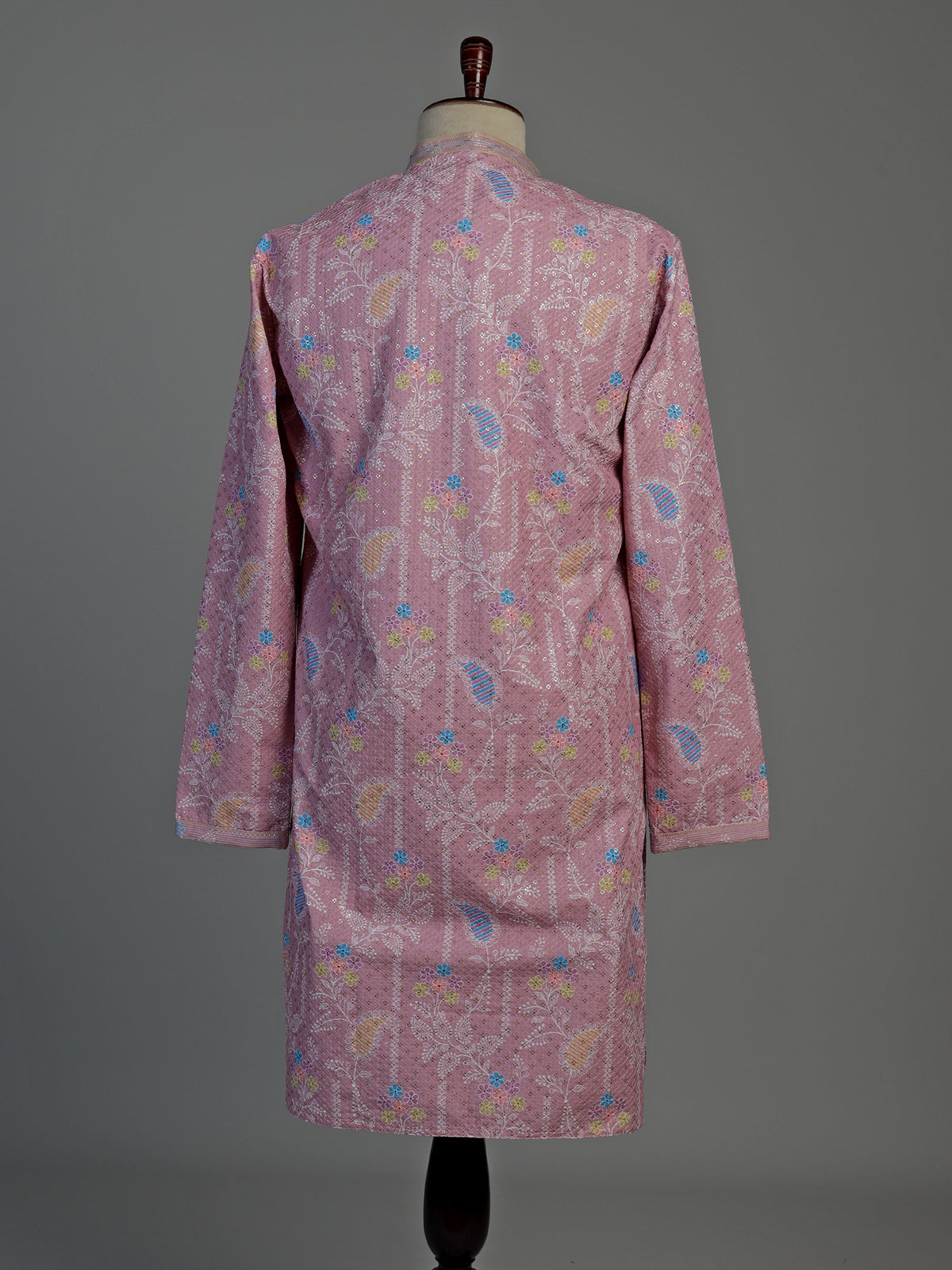 Light pink printed cotton kurta suit for men celebrations