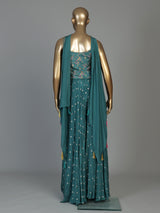 Rama green chiffon silk palazzo suit for women with dupatta
