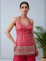Rani pink silk palazzo suit for women with dupatta