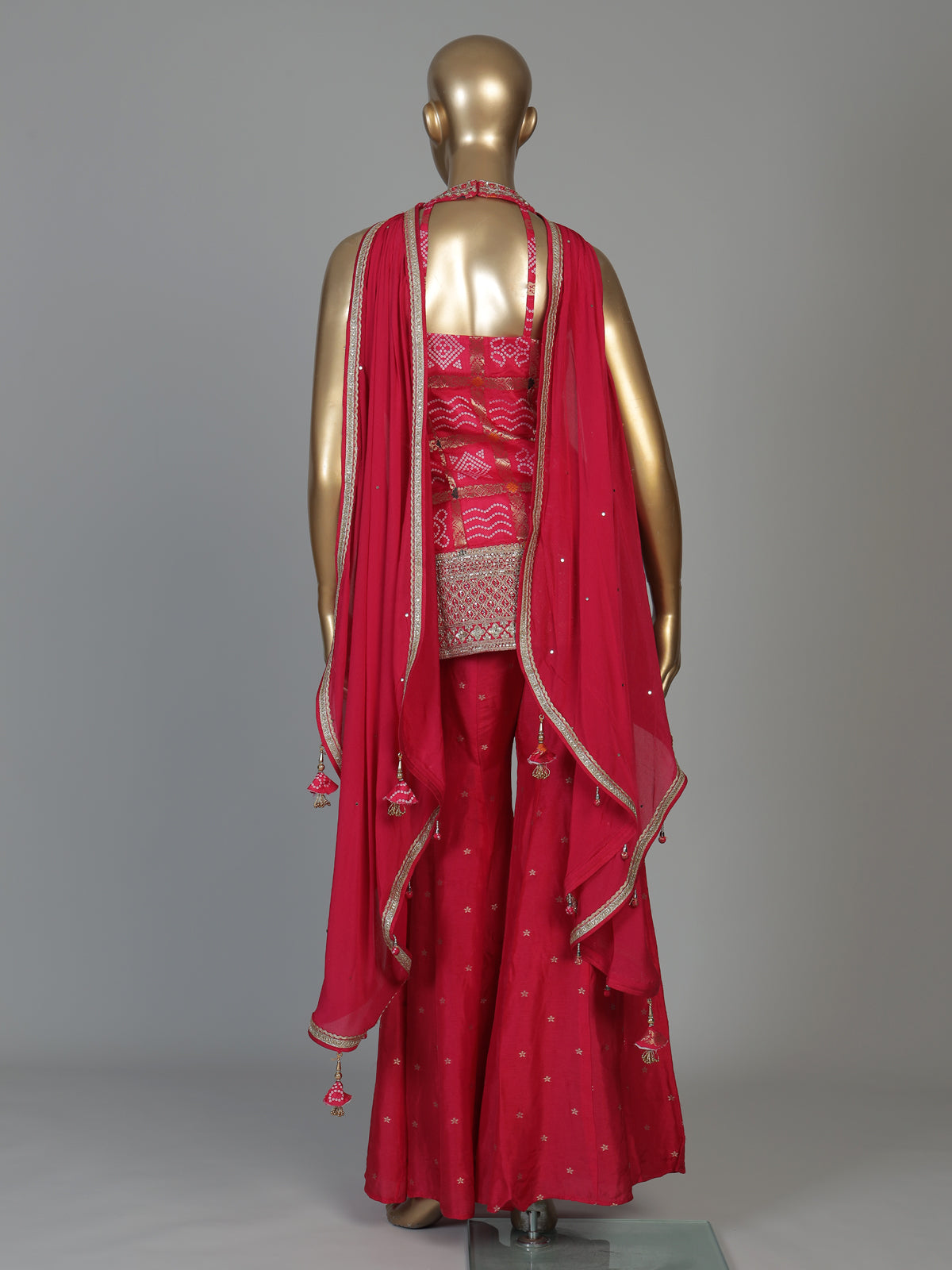 Rani pink silk palazzo suit for women with dupatta