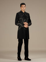 Black mens sleek luxury indo western bandhgala set