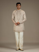 Champagne gold mens luxury embroidered kurta pant
