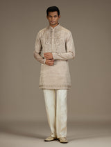 Champagne gold mens luxury embroidered kurta pant