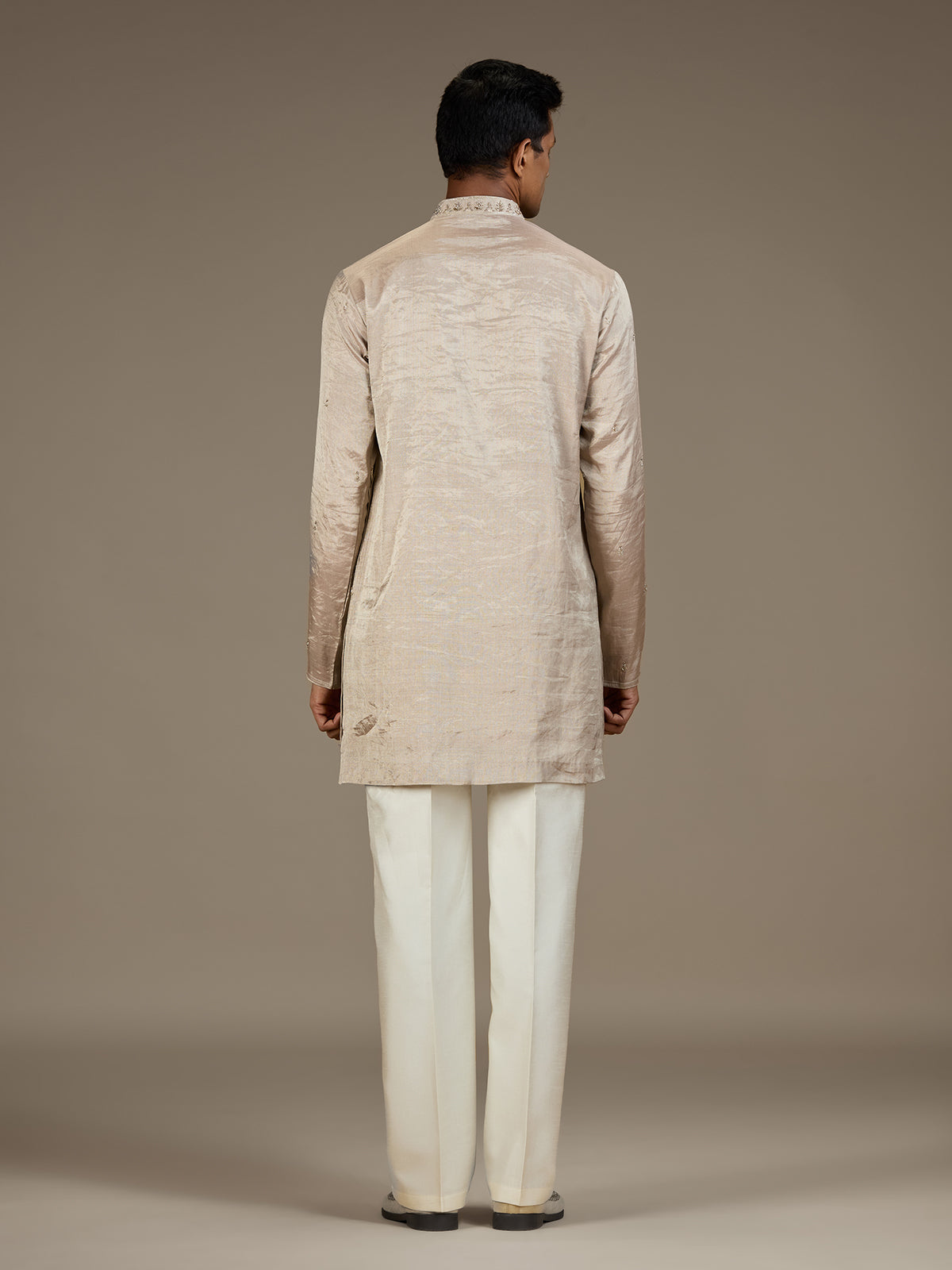 Champagne gold mens luxury embroidered kurta pant