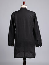 Black cotton silk embroidered men festive kurta