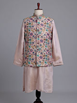 Pastel lavender exquisite embroidered men nehru waistcoat set