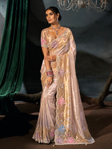 Golden pink madhurai silk women saree