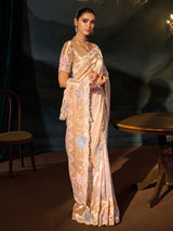 Golden pink madhurai silk women saree