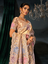 Golden pink madhurai silk women saree