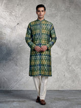 Green premium silk blend zari kurta pajama